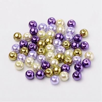 Lavender Garden Mix Pearlized Glass Pearl Beads HY-X006-8mm-08-1