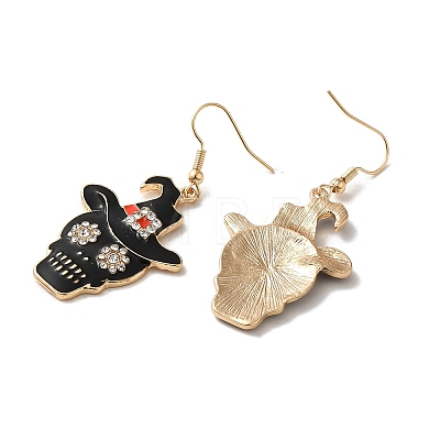 Halloween Golden Alloy Enamel Dangle Earrings EJEW-K274-03A-G-1