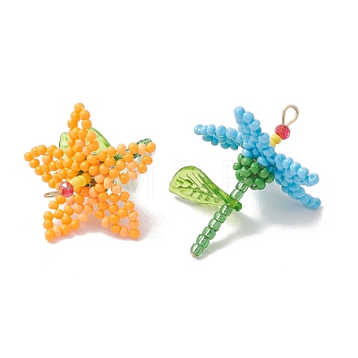 Glass Seed Beaded Pendants PALLOY-MZ01283-1