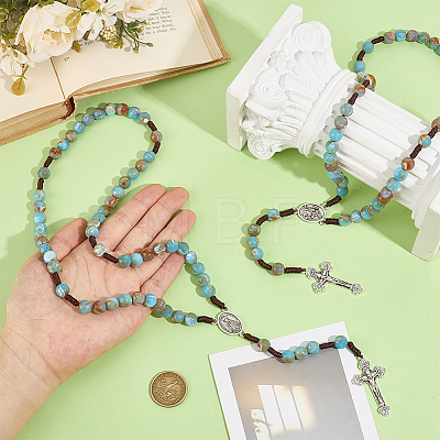 2Pcs 10MM Round Acrylic Rosary Bead Necklaces NJEW-UN0001-93-1