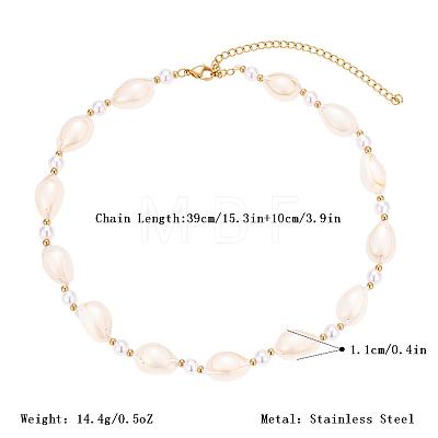Bohemian Summer Beach Vacation Ocean Natural Cowrie Shell & Faux Pearl Beaded Necklaces HB1516-1