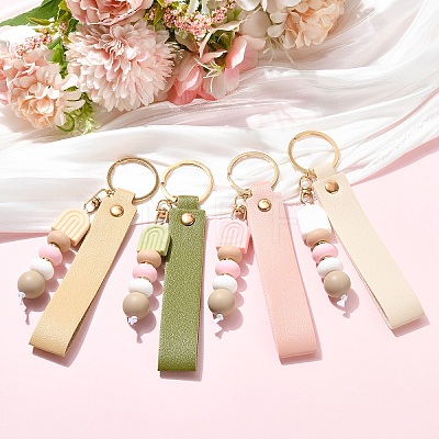4Pcs 4 Styles Silicone Bead Pendant Decorations HJEW-YW00507-1