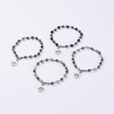 Natural Gemstone Anklets AJEW-AN00217-1
