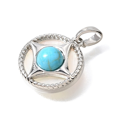 Synthetic Turquoise & Natural Shell Pendants KK-N289-08P-02-1