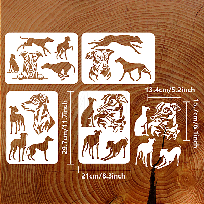 4Pcs 4 Styles PET Hollow Out Drawing Painting Stencils DIY-WH0394-0133-1