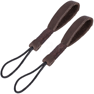 2Pcs Cowhide Leather Car Key Chain Pendant Decorations AJEW-CL0001-80B-1