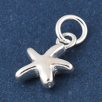 925 Sterling Silver Starfish Charms with Jump Rings STER-R013-01S-1