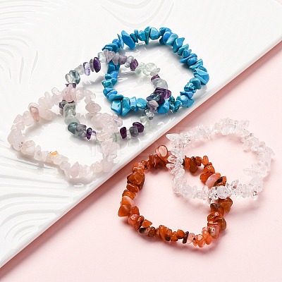 Chips Natural & Synthetic Gemstone Beaded Stretch Bracelets BJEW-JB01826-1