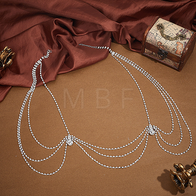 Ally Crystal Rhinestone Multi-Layered Twisted Chain Shoulder Body Chains for Women AJEW-WH0596-745-1