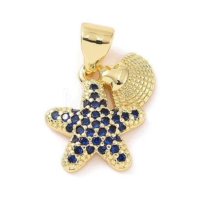 Brass Micro Pave Cubic Zirconia Charms KK-G444-02G-04-1