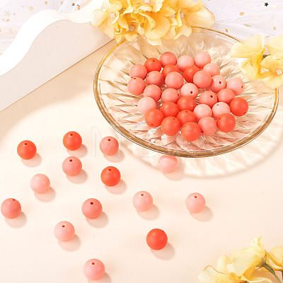 45Pcs 3 Colors Round Silicone Focal Beads SIL-TAD0001-01H-1