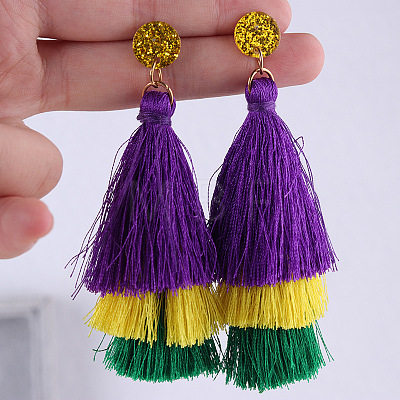 Bohemian Style Acrylic Glitter Powder Dangle Stud Earrings FS-WGAD9E8-03-1