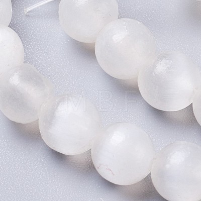 Natural Selenite Beads Strands G-I203-C-6mm-1