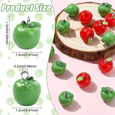 10Pcs Apple Resin Charms RESI-YW0005-26A-1