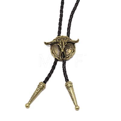 Flat Round with Ox-head Laria Necklace for Men Women NJEW-WH0011-11AB-1