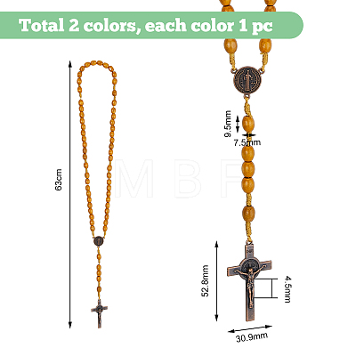 FIBLOOM 2Pcs 2 Colors Alloy Religion Crucifix Cross Pendant Necklaces Set NJEW-FI0001-38-1