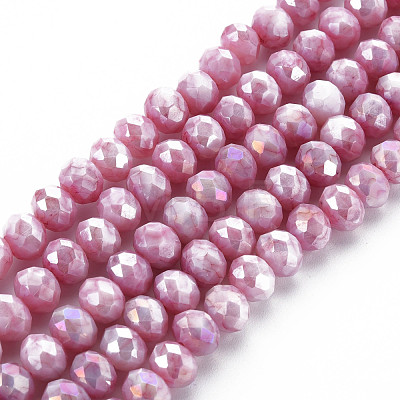 Opaque Baking Painted Glass Beads Strands EGLA-N006-010A-B02-1