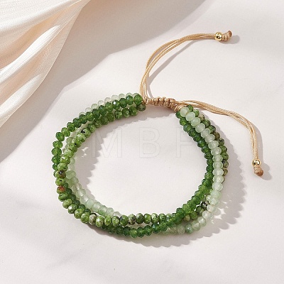 Adjustable Dyed Natural Malaysia Jade Beaded Multi-strand Bracelets for Women Men BJEW-JB13577-01-1