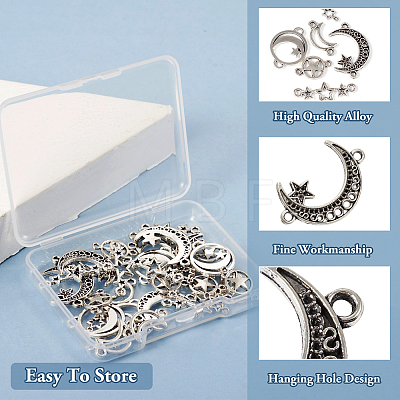  36Pcs 6 Styles Tibetan Style Zinc Alloy Connector Charms FIND-TA0002-96-1