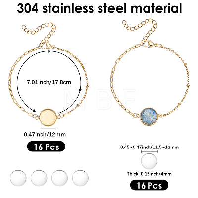 16Pcs 304 Stainless Steel Paperclip Chain Satellite Chain Bracelet Making BJEW-SP0001-32B-1