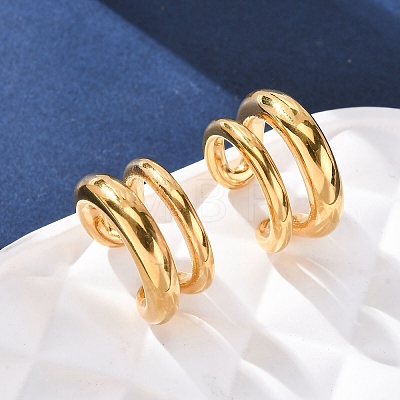 Two-layer C-Shaped 304 Stainless Steel Two Tone Cuff Earrings EJEW-A131-04E-G-1