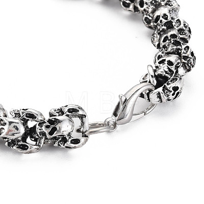Alloy Skull Link Chain Bracelet BJEW-N015-008-1