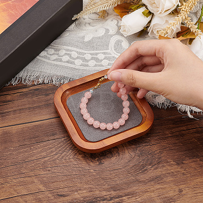 Wood Jewelry Storage Tray with Velvet Mat Inside ODIS-WH0017-081B-1