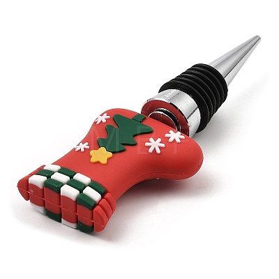 Christmas Theme Aluminium Alloy & PVC Wine Bottle Stoppers FIND-Q091-01A-1