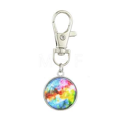 Galaxy Theme Luminous Glass Ball Pendant Decorations HJEW-JM02798-01-1