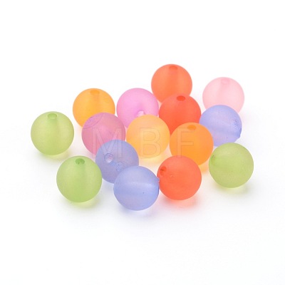 Mixed Color Round Frosted Transparent Acrylic Beads X-PL705M-1