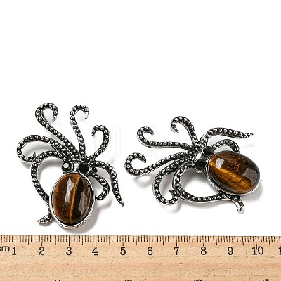 Natural Tiger Eye Octopus Brooch G-Z050-01F-1