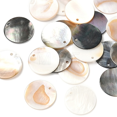 10Pcs Natural Black Lip Shell Pendants SSHEL-YW0001-18-1