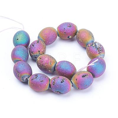 Electroplated Natural Druzy Geode Agate Bead Strands G-P251-A03-1
