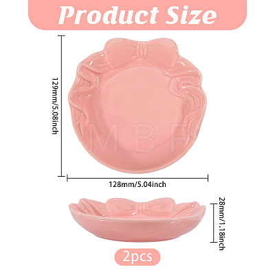 2Pcs Bowknot Porcelain Jewelry Storage Display Trays for Rings AJEW-GL0003-48A-1