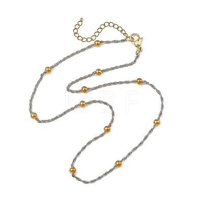 Duo Tone 304 Stainless Steel Round Ball Rope Chain Necklaces NJEW-JN06556-1