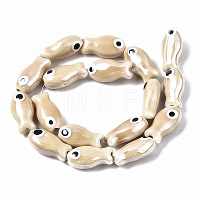 Handmade Porcelain Ceramic Beads Strands PORC-T006-03K-1