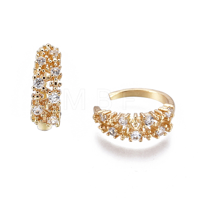Brass Micro Pave Clear Cubic Zirconia Cuff Earrings Sets EJEW-I249-01G-1
