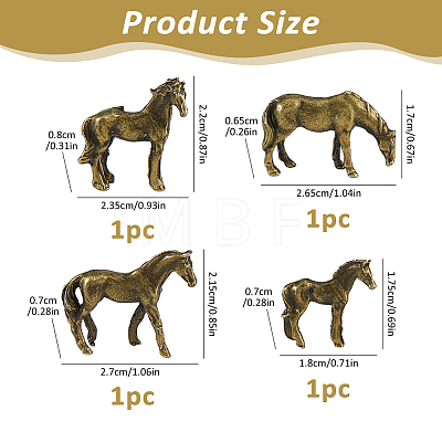 4Pcs 4 Styles Alloy Horse Display Decoration DJEW-FH0011-58-1