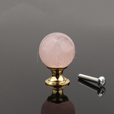 Metal & Natural Rose Quartz Drawer Knobs PW-WG57F80-02-1