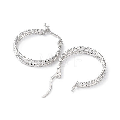 Rhodium Plated 925 Sterling Silver Hoop Earrings EJEW-K258-14P-1