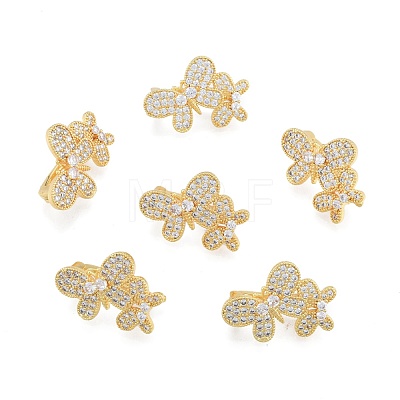 Brass Pave Clear Cubic Zirconia Twister Clasps KK-A165-06G-1
