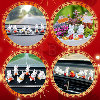 18Pcs 6 Style Rabbit Resin Display Decorations DJEW-CP0001-21-1