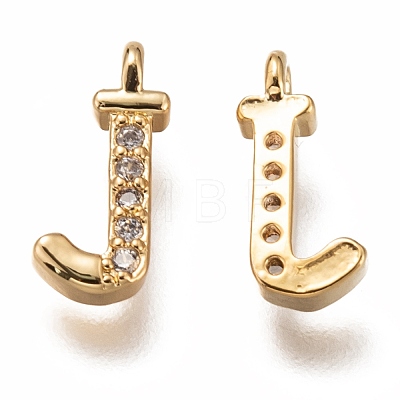 Brass Micro Pave Clear Cubic Zirconia Charms ZIRC-B002-39G-J-1