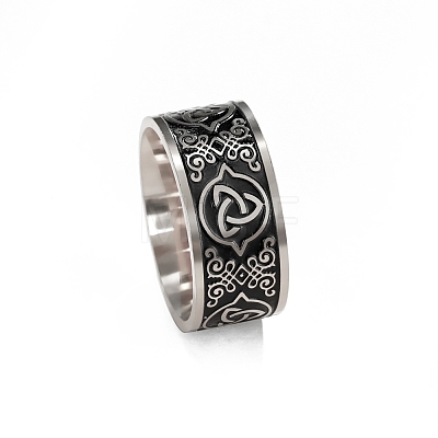 Stainless Steel Enamel Triquetra/Trinity Knot Finger Rings PW-WG80958-02-1