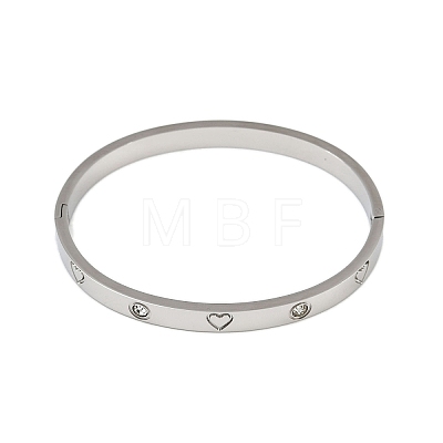 201 Stainless Steel with Rhinestone Bangles for Women BJEW-B138-04P-1