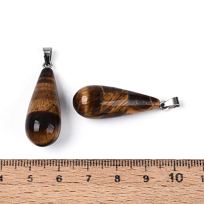 Natural Tiger Eye Pendants G-N360-08P-06-1