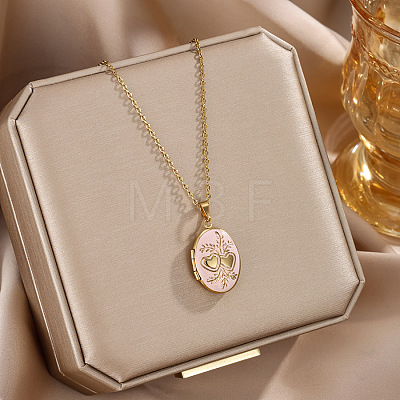 304 Stainless Steel Enamel Photo Locket Pendant Necklaces for Women WGB13DF-03-1