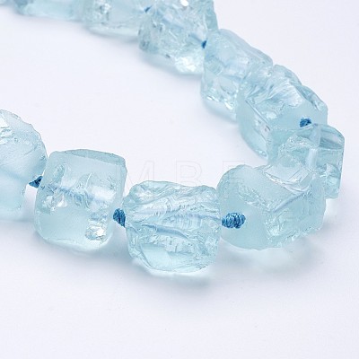 Rough Synthetic Aquamarine Beaded Necklaces NJEW-G924-03-1