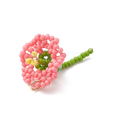 Glass Seed Beaded Flower Pendants PALLOY-MZ01171-03-1