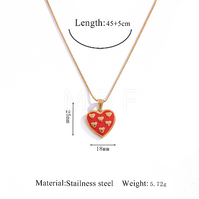 304 Stainless Steel Enamel Red Geometric Pendant Necklaces FS-WGE6FD0-07-1